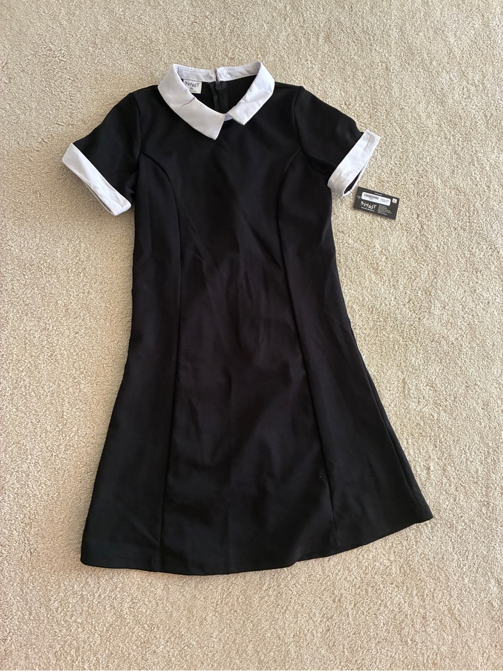 Spirit Black Dress with White Collar and Cuffs Costume